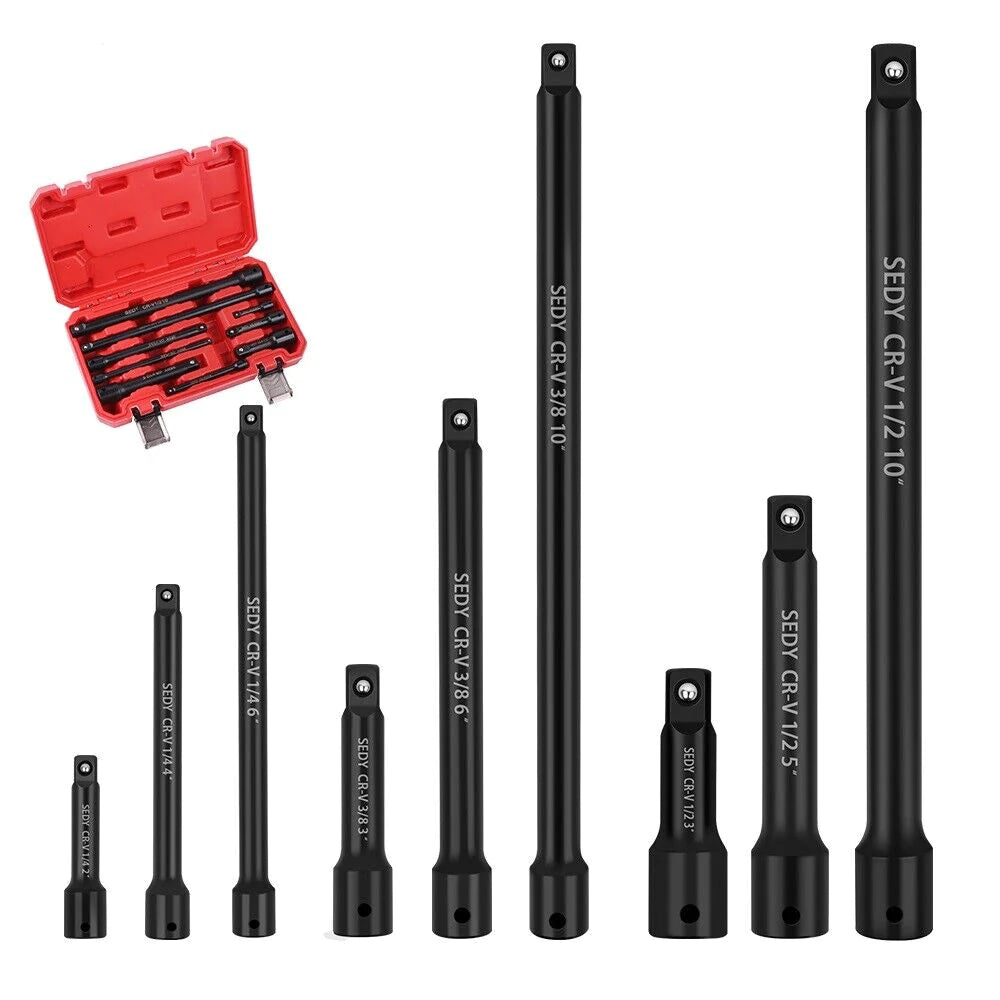 9 Piece Extension Bar Set | 1/4&quot;, 3/8&quot; &amp; 1/2&quot; Drive Socket Extension - South East Clearance Centre