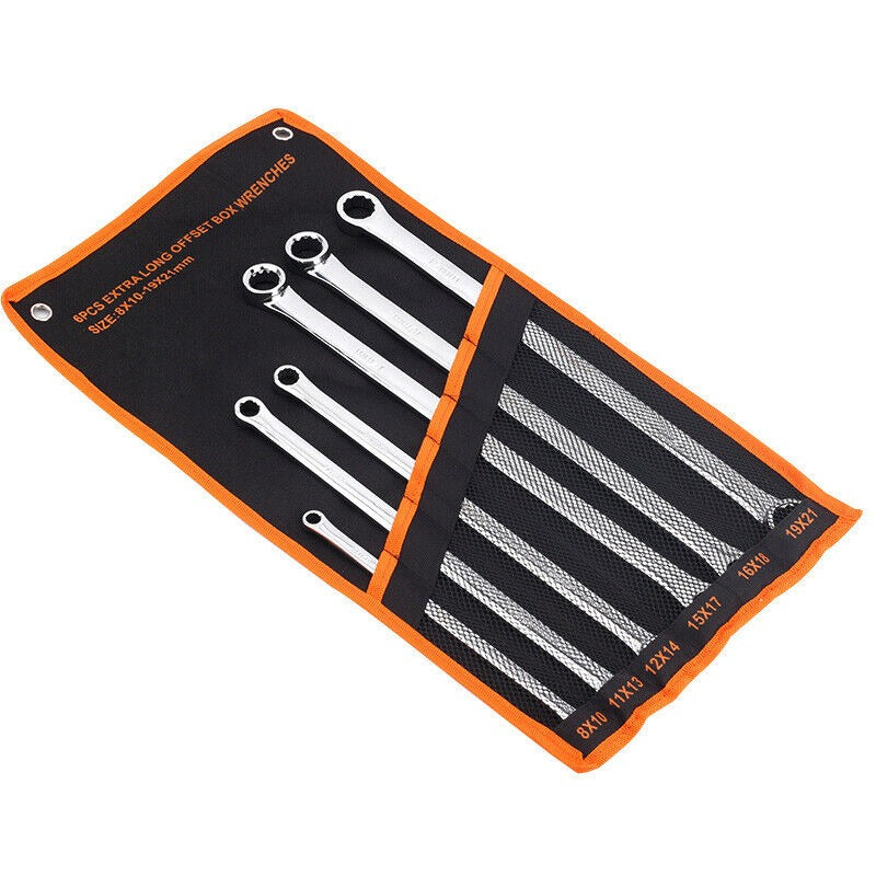 6 Piece Extra Long Offset Box Double Ring Spanner Set - (8mm - 21mm) - South East Clearance Centre