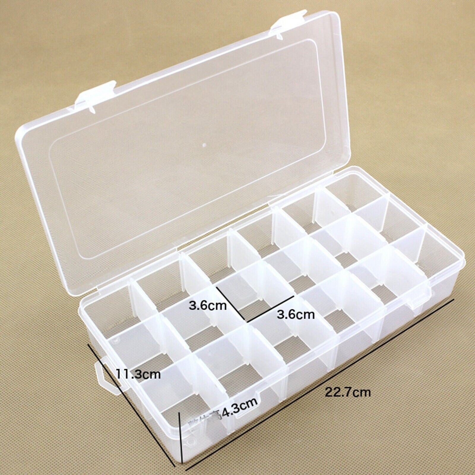 Clear Plastic Storage Case - 18 compartments | 227mm x 113mm - South East Clearance Centre