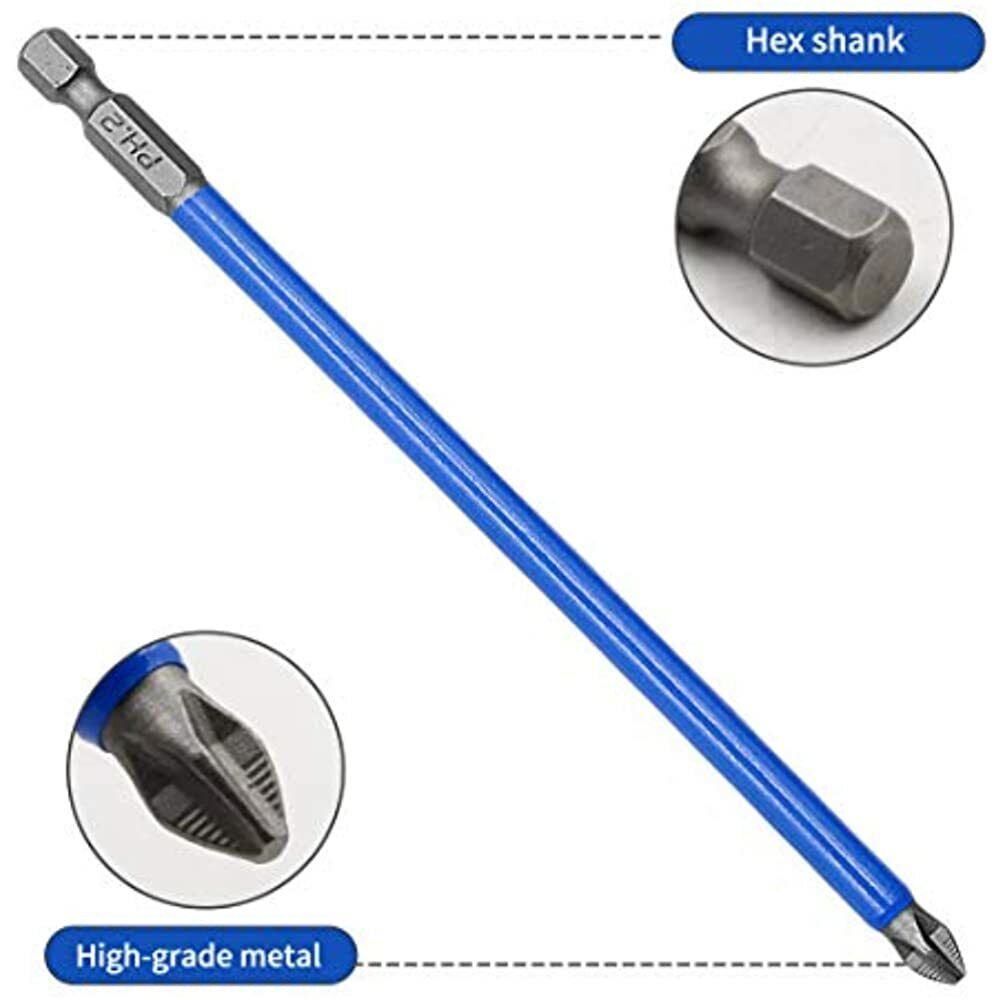 6" / 152mm Phillips Head Magnetic PH2 Driver Bit - 10 Pack - South East Clearance Centre