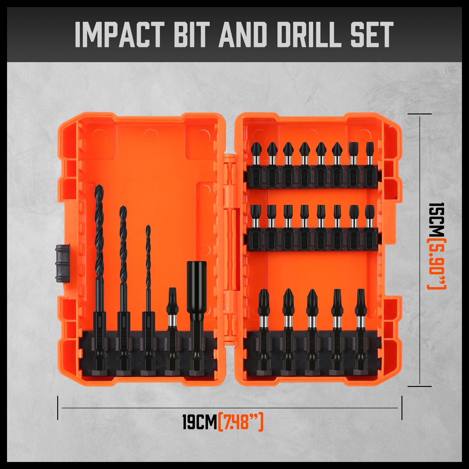 26Pc Impact Screwdriver Bit Set Magnetic Drill Bit Holder Quick Release Drilling - South East Clearance Centre