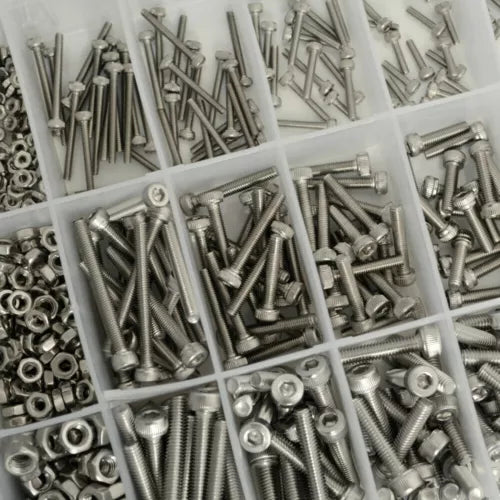 1080 Piece Hex Socket Head Screw Flat Washer and Nut Assortment Kit