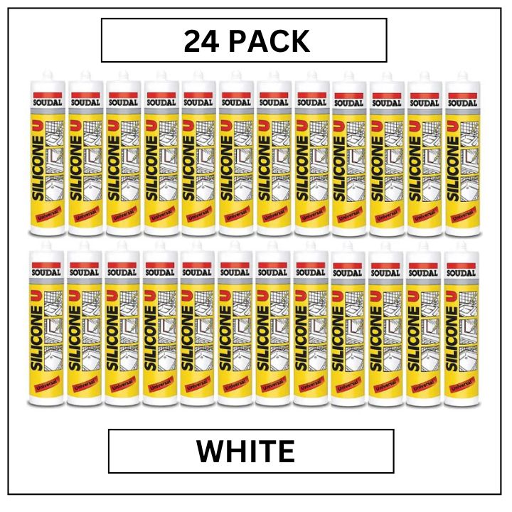 Soudal Silicone U White 280ml Sealant - Box of 24 for Window and Door Sealing, Weather-Resistant, High-Performance Adhesion