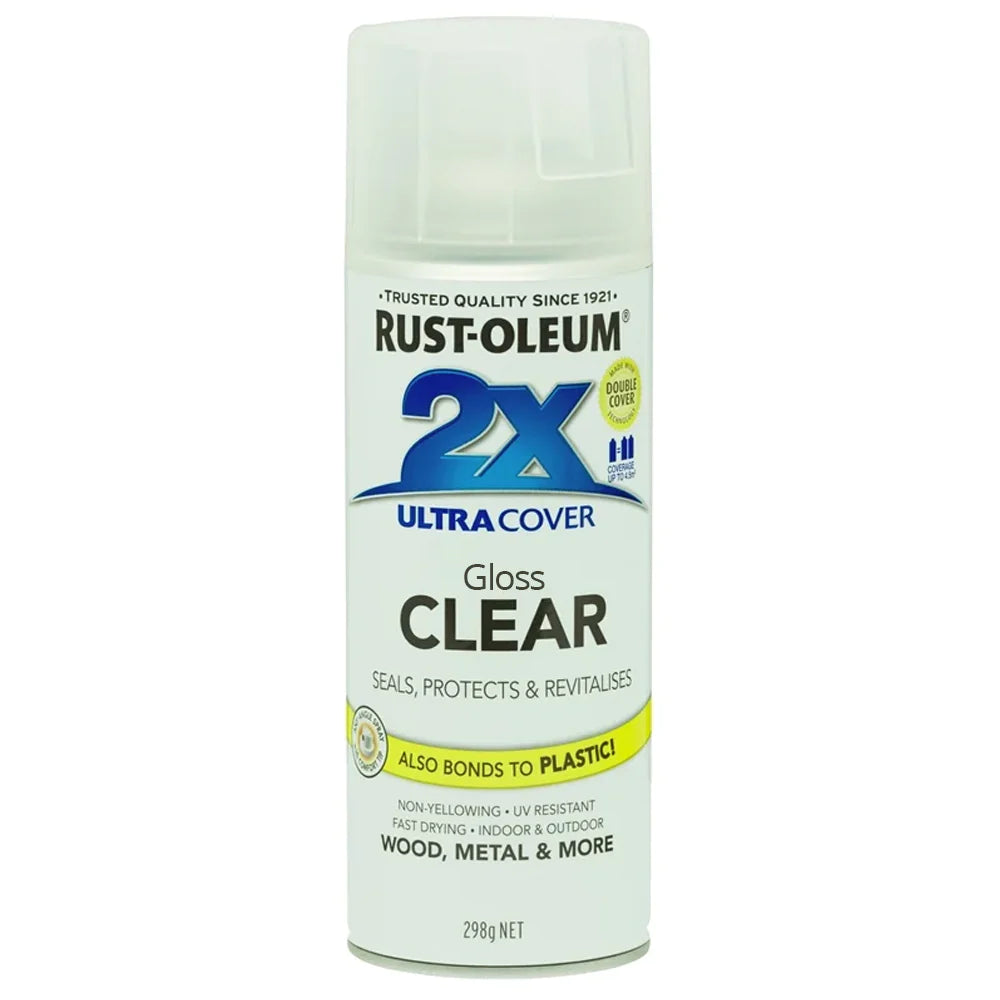 Rustloleum 2x Ultra Cover Paint & Primer, Gloss Clear - 6 cans - South East Clearance Centre