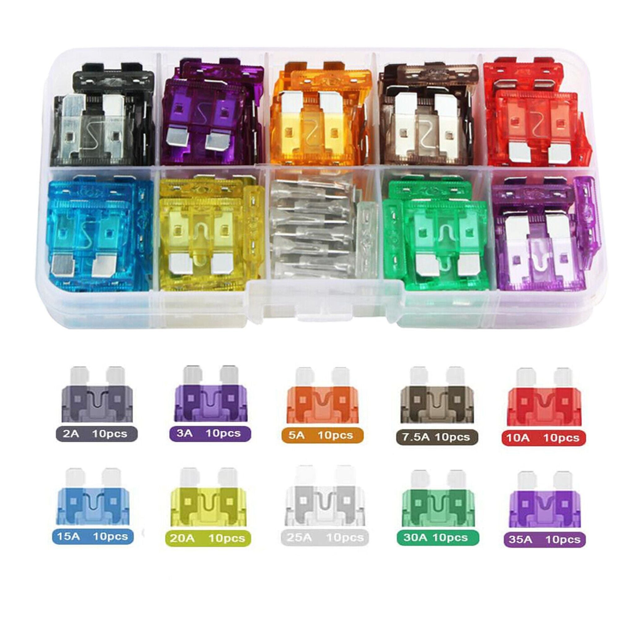 100 Piece Car Fuse Assortment Kit - South East Clearance Centre