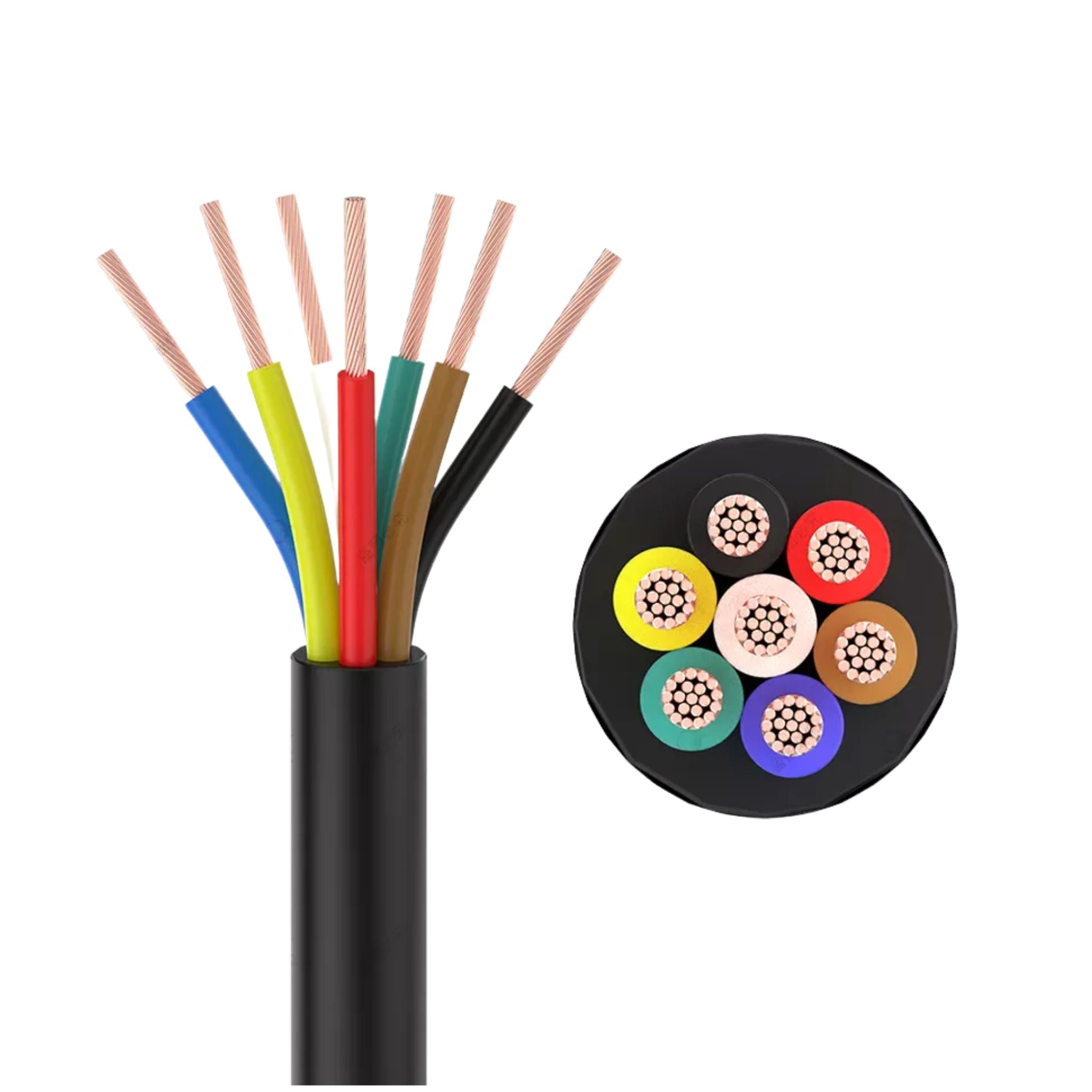 7 CORE TRAILER CABLE 50 Metres 5A 2.5MM BLACK (50 Metres)