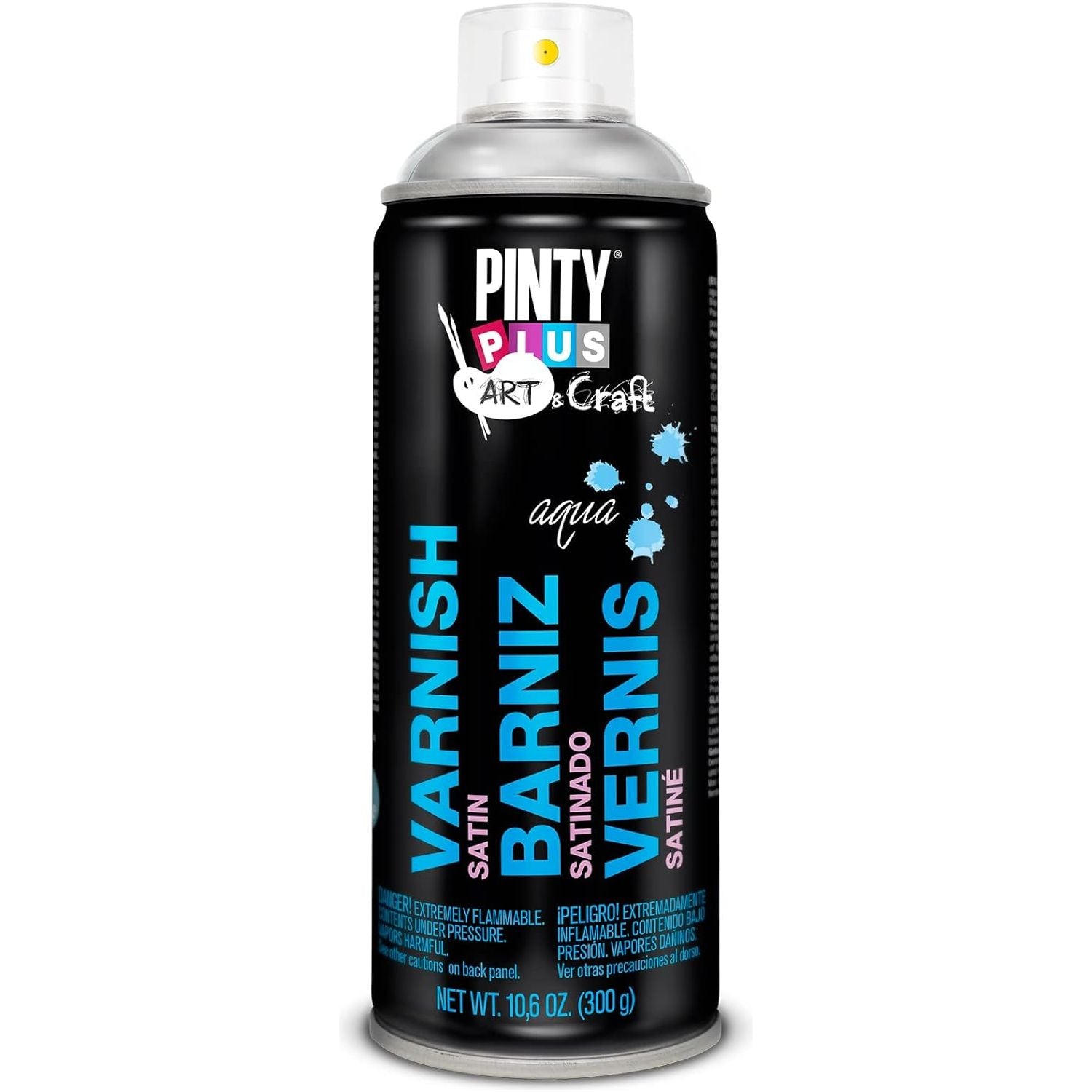 PINTY PLUS WATERBASED TIMBER VARNISH CLEAR SATIN AEROSOL 300G (6 Cans) - South East Clearance Centre