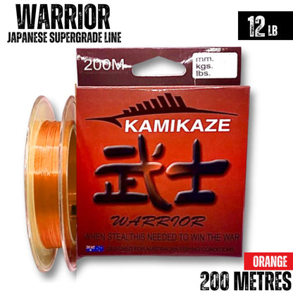 Kamikaze WARRIOR Japanese SuperGradeLine 200m 12lb ORANGE - South East Clearance Centre