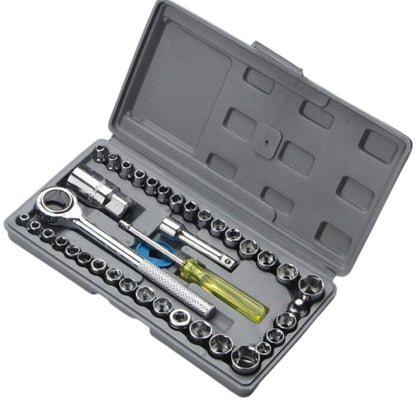 40 piece Socket Wrench Tool Set Repair Maintenance Kit In Box - South East Clearance Centre