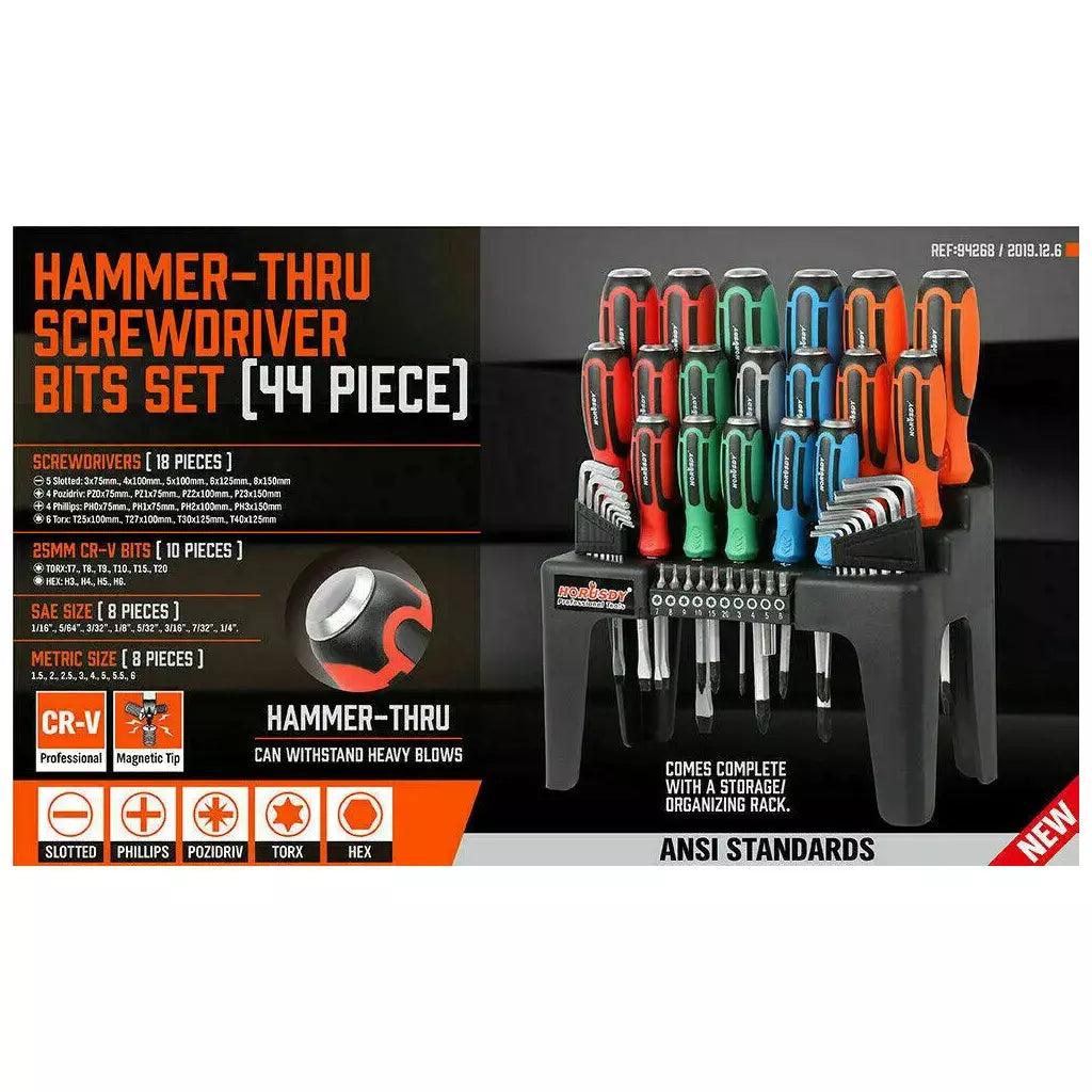 44-Piece Magnetic Screwdriver Set with Go-Thru Steel Blades | High Torque - South East Clearance Centre