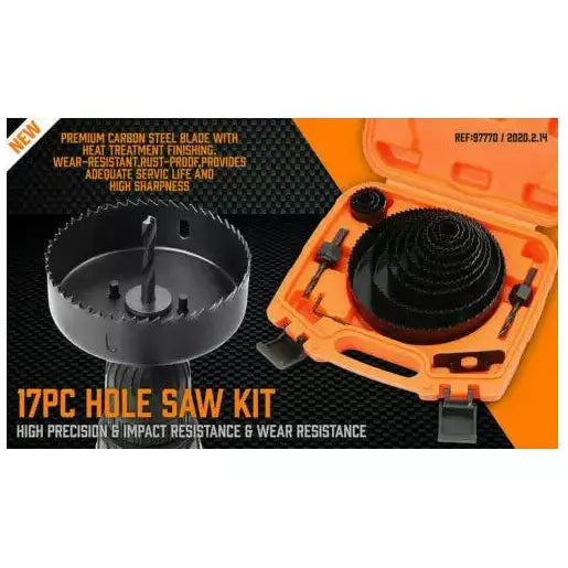 17 Piece Hole Saw Set |19-152mm | Drilling | Cutting For Soft Wood PVC Board - South East Clearance Centre