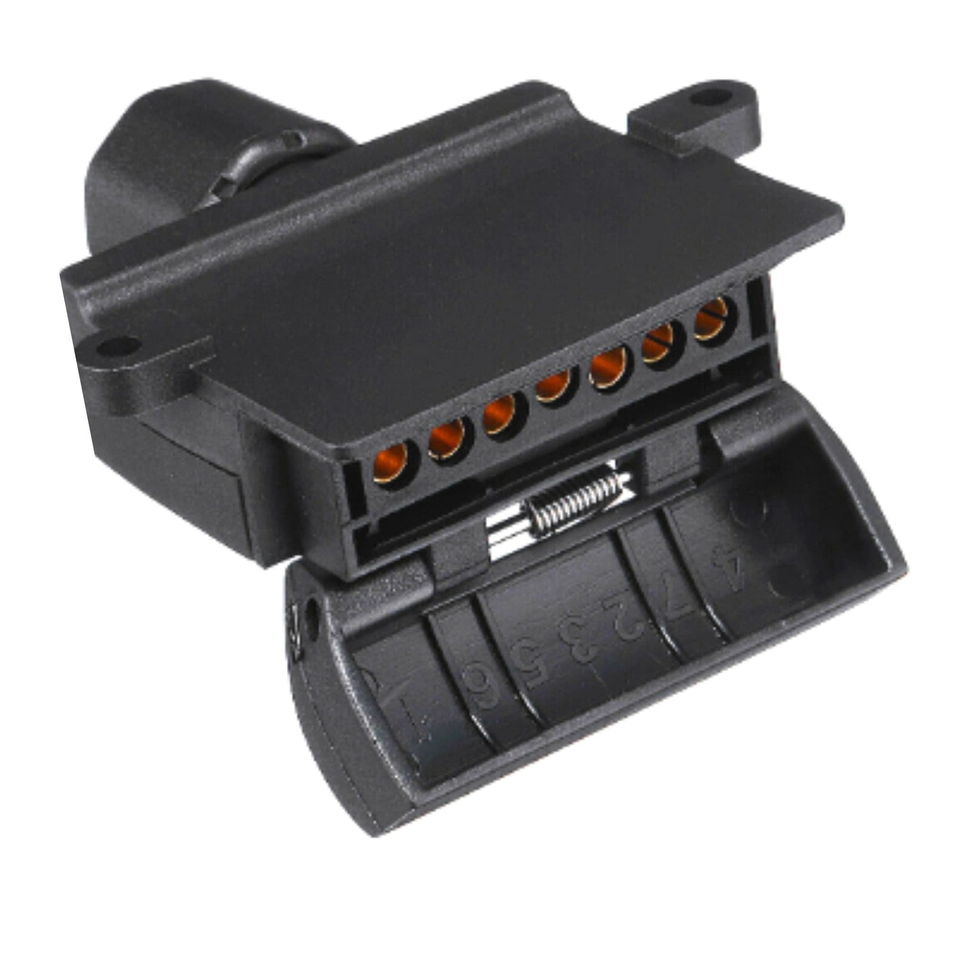 7 Pin Flat Female Trailer Light Plug Connector Socket Caravan Car Truck Adaptor - Black - South East Clearance Centre