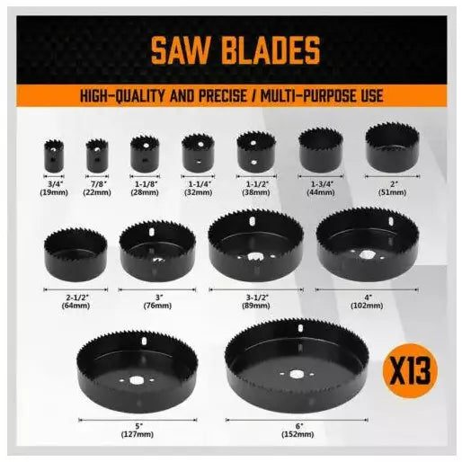 17 Piece Hole Saw Set |19-152mm | Drilling | Cutting For Soft Wood PVC Board - South East Clearance Centre