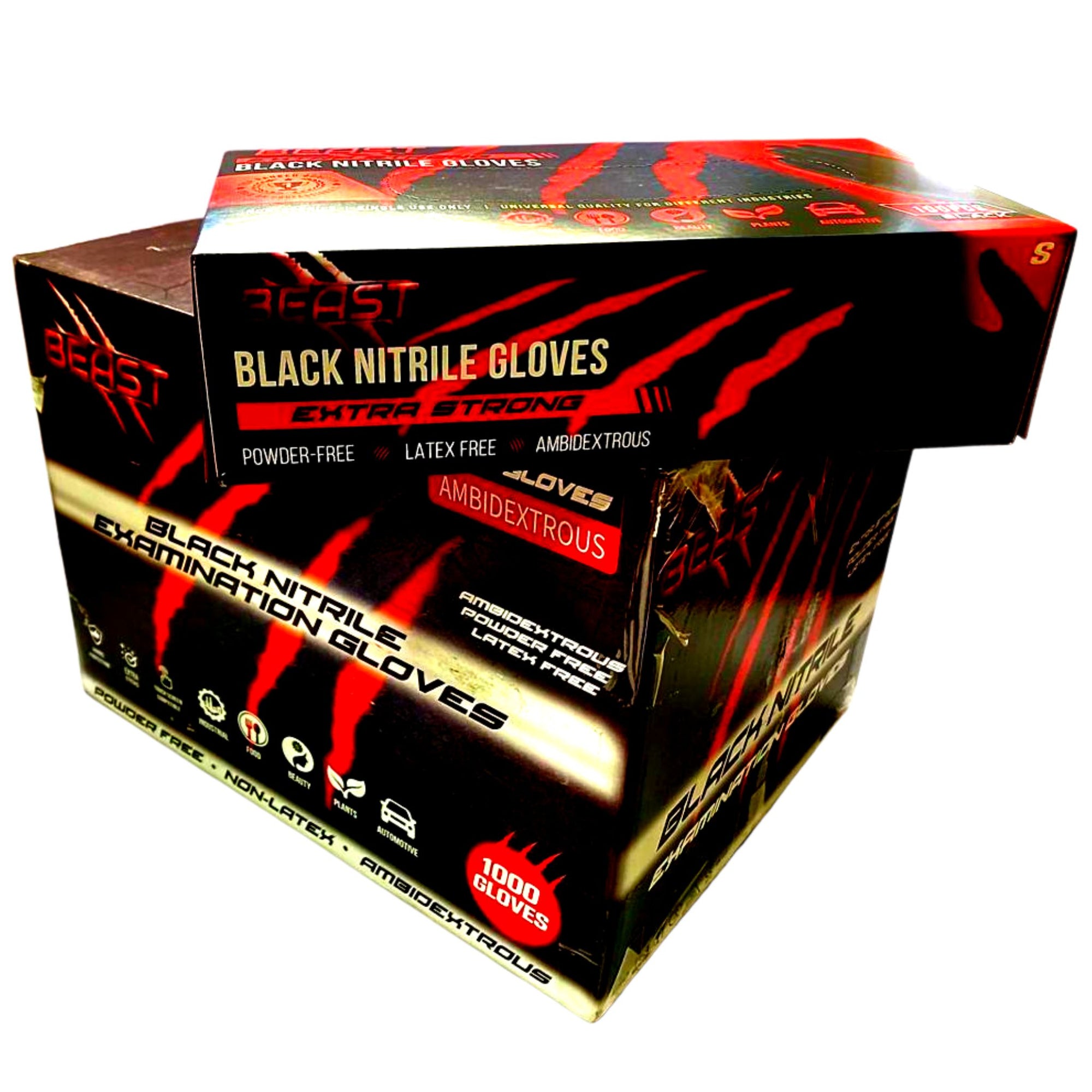 BOX PACK - BEAST Black Nitrile Gloves - 1000 Pack - South East Clearance Centre