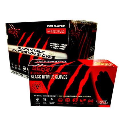 BOX PACK - BEAST Black Nitrile Gloves - 1000 Pack - South East Clearance Centre