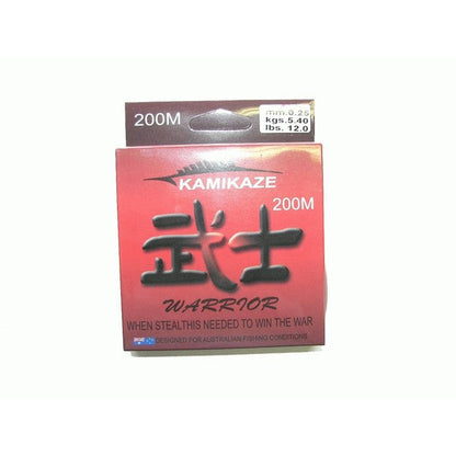 Kamikaze WARRIOR Japanese SuperGradeLine 200m 12lb RED - South East Clearance Centre