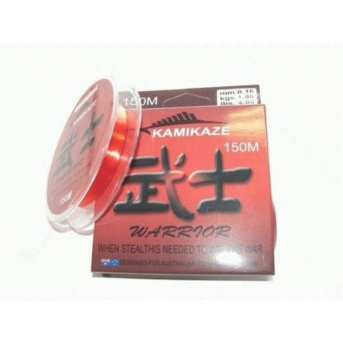 Kamikaze WARRIOR Japanese SuperGradeLine 150m 4lb RED - South East Clearance Centre