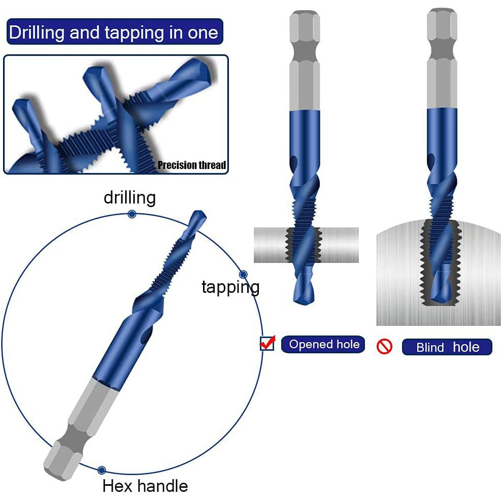 6 Piece 1/4" -Screw Thread Drill Bill Set | Nano Blue Coating | M3 - M10 - South East Clearance Centre