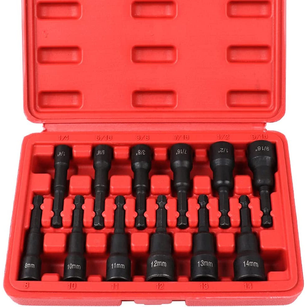 12 Piece Magnetic Hex Nut Driver Master Kit | 1/4&quot; | Hex Shank | SAE &amp; Metric - South East Clearance Centre