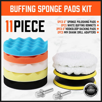 11 Piece Buffing Sponge Pads Kit - South East Clearance Centre