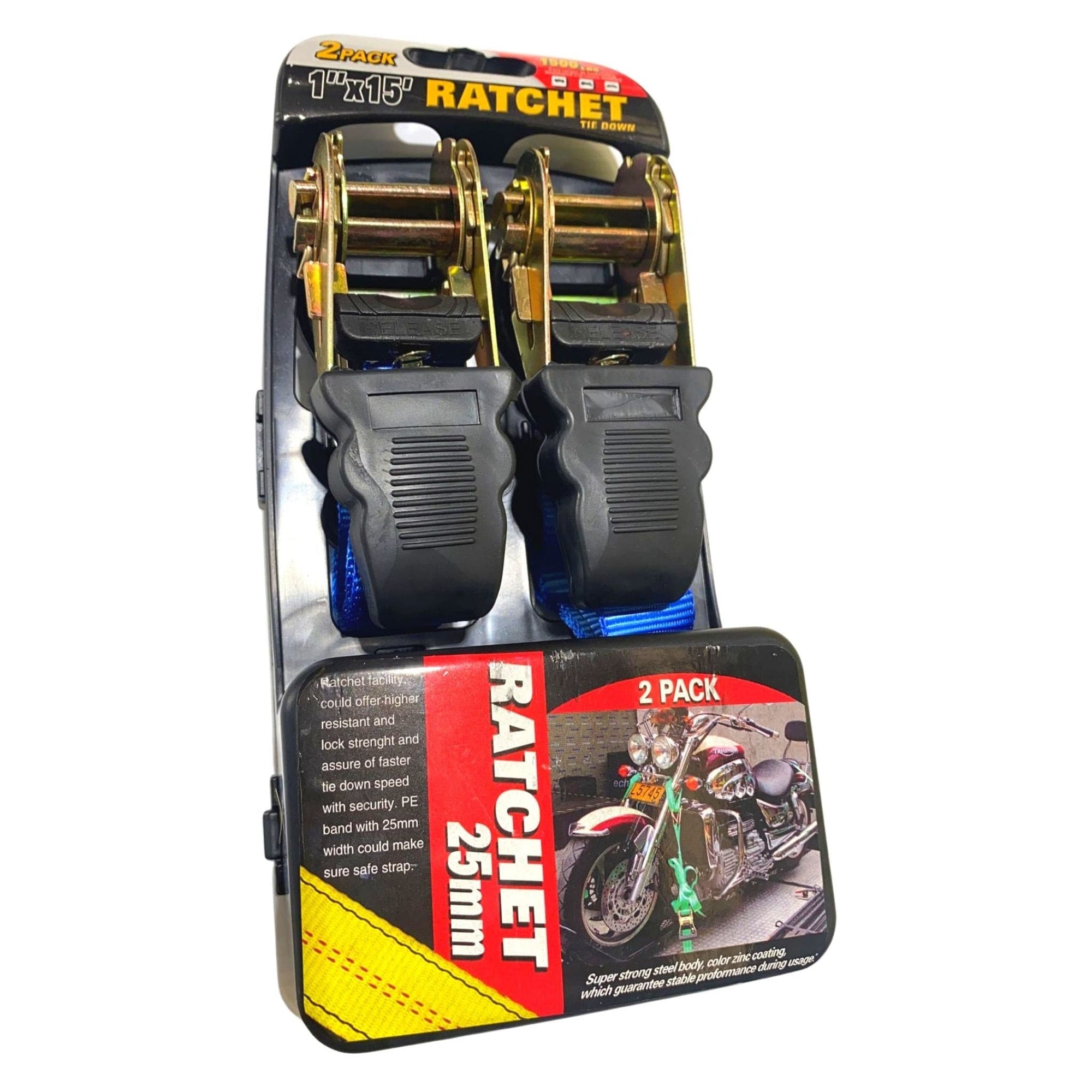 Heavy duty ratchet straps twin pack (1" X 15') - South East Clearance Centre