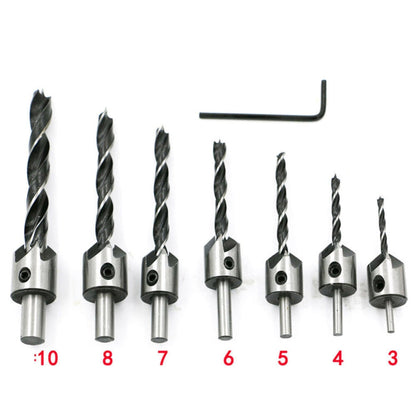 7 Piece HSS 5 Flute Countersink Drill Bit Set (3mm-10mm Chamfer) - South East Clearance Centre