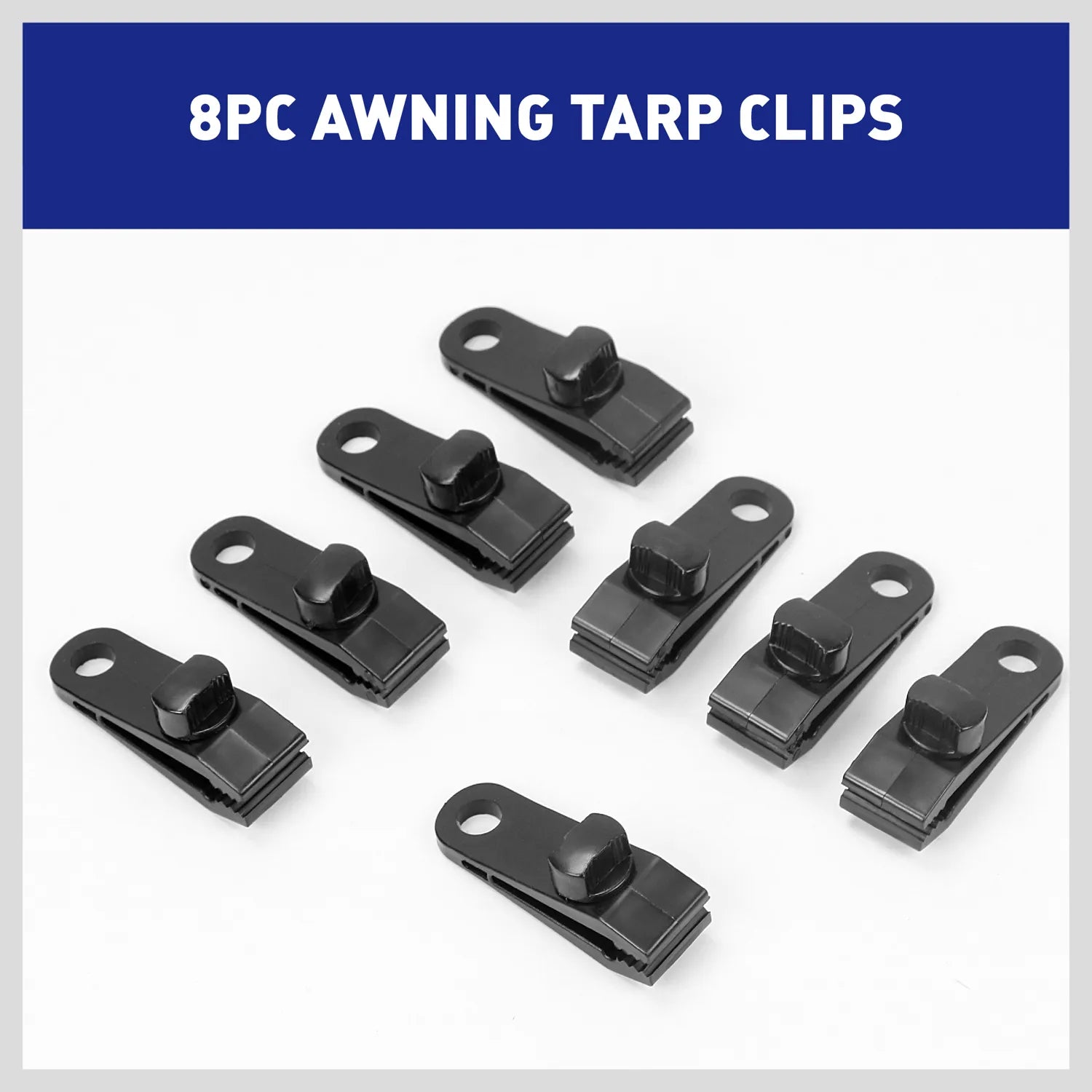 8 Piece Awning Tarp Tent Grommet Clamp Clips Hangers - South East Clearance Centre