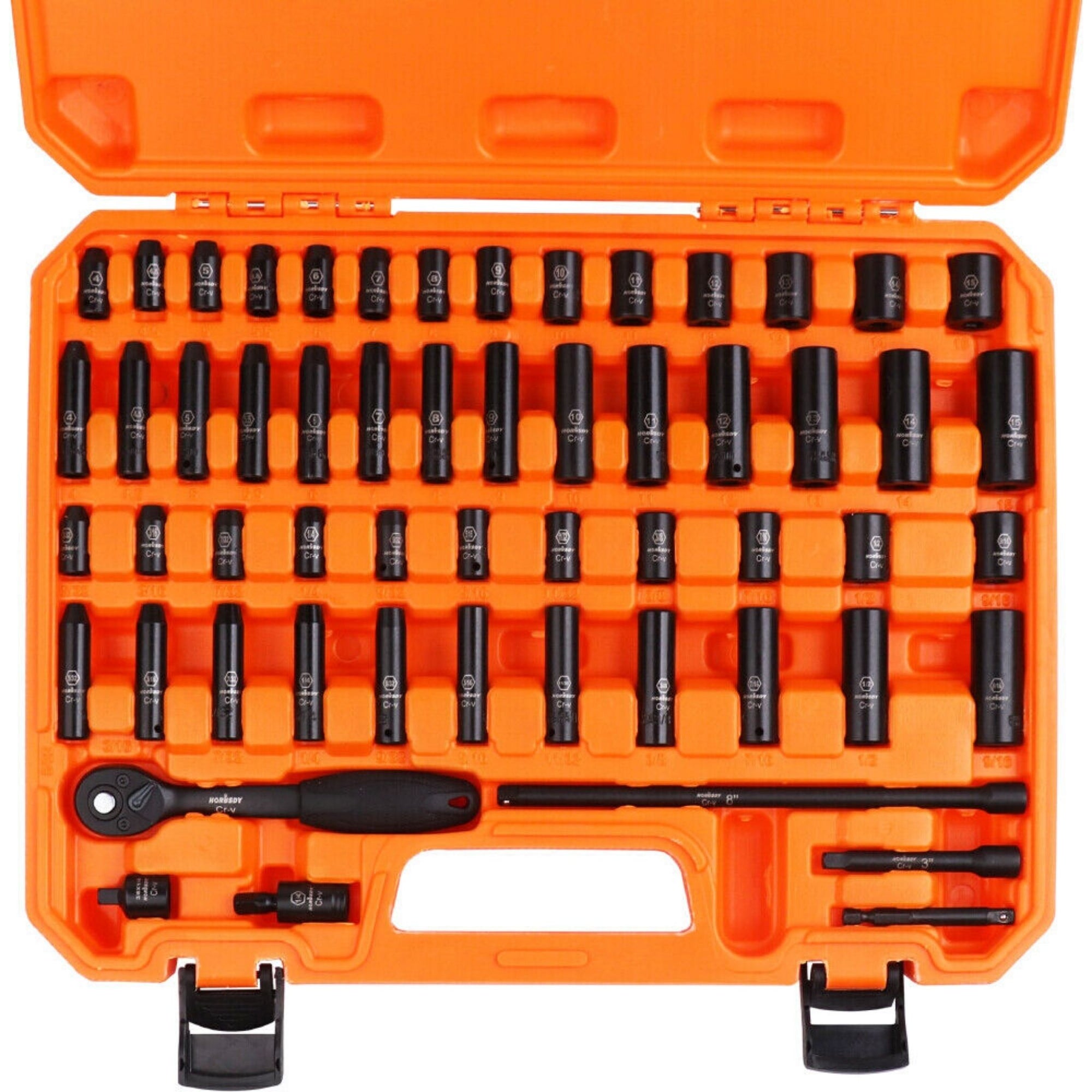 56 Piece 1/4" Drive Master Deep Impact Socket Set | Metric & Imperial with Extension Bar - South East Clearance Centre