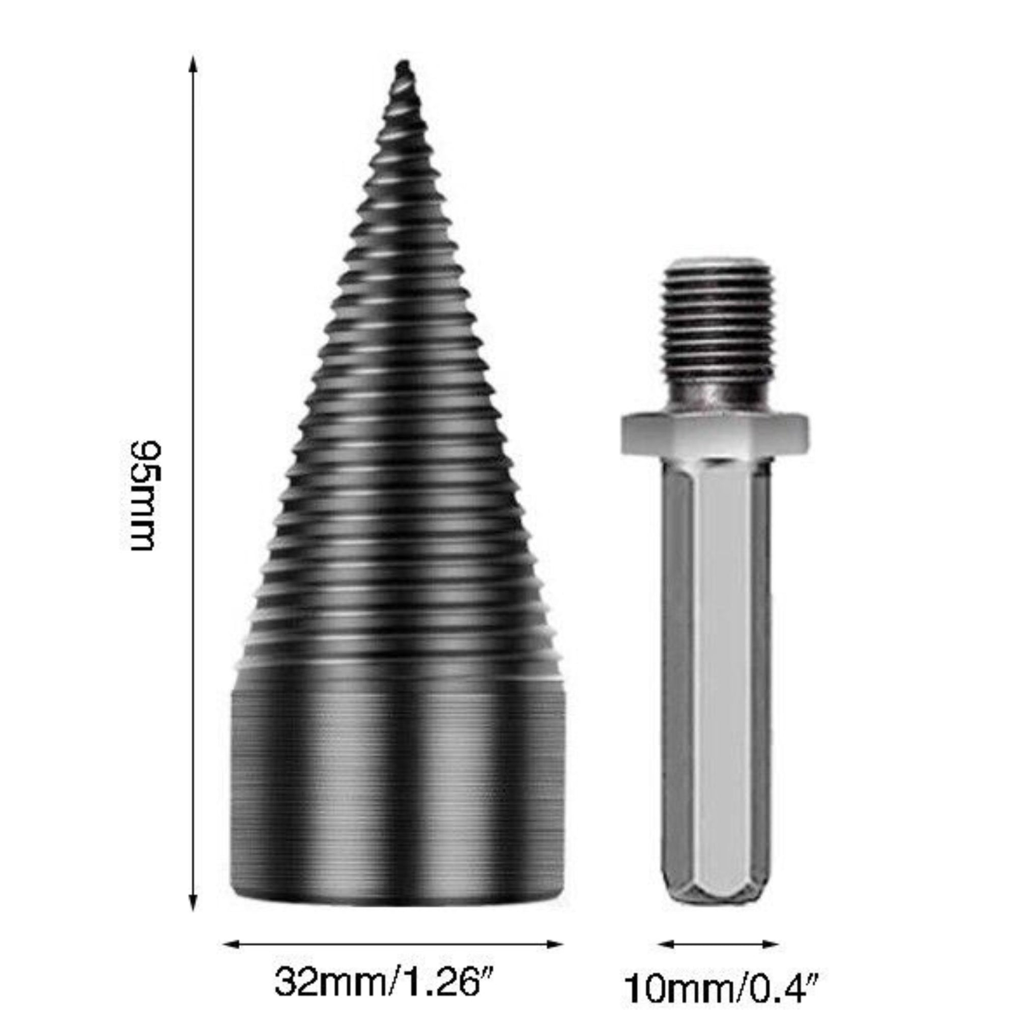 32mm Firewood Drill Bit | Wood Log Splitting Cone | Hex Shank - South East Clearance Centre