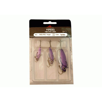 KAMIKAZE Metal Blades - Vibrating Lures 3 PkC (Purple Minnow) - South East Clearance Centre