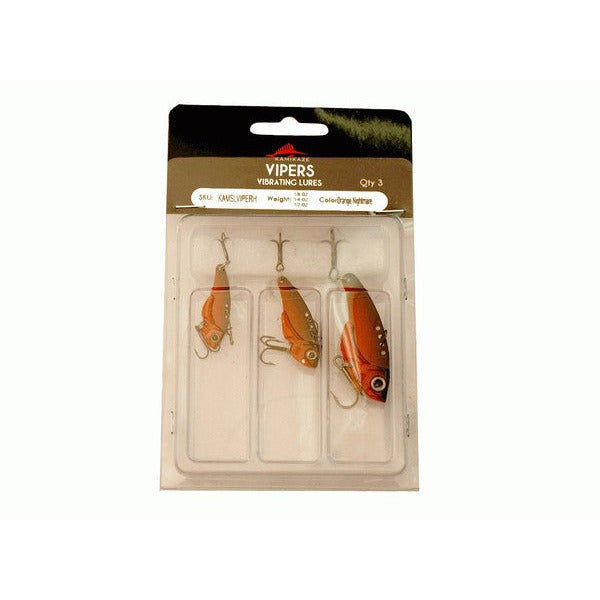 KAMIKAZE Metal Blades - Vibrating Lures 3 PkH (Orange Nighmare) - South East Clearance Centre