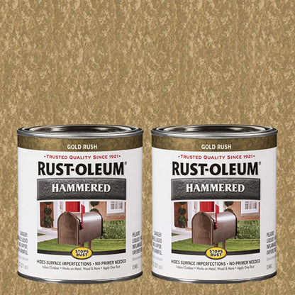 Rustoleum STOPS RUST AND RUST PREVENTION Hammered Brush-On Paint - 946ml (2 PACK) - GOLD RUSH - South East Clearance Centre