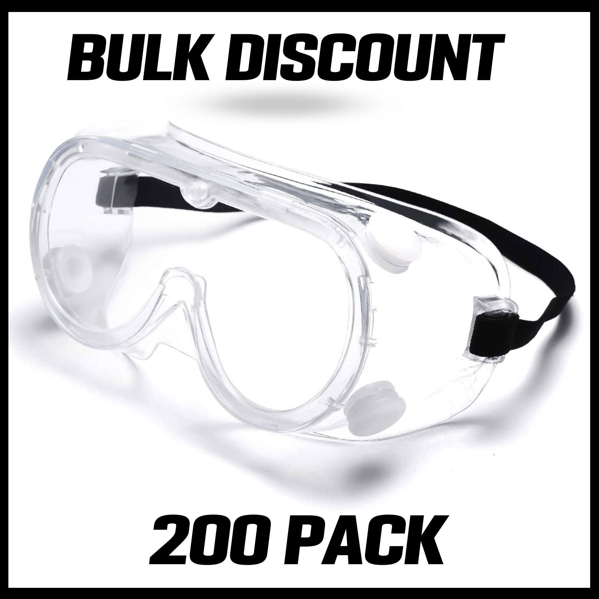 200 PACK - MULTIGATE Vented Goggles Clear Anti Fog Safety Goggles - South East Clearance Centre