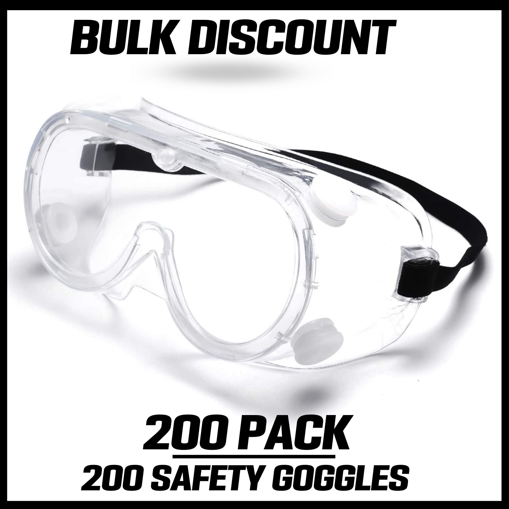 200 PACK - MULTIGATE Vented Goggles Clear Anti Fog Safety Goggles - South East Clearance Centre